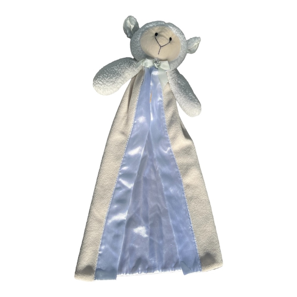 Stephan Enterprise Lamb Sheep Lovey White Sherpa Face blanket Satin Trim 2006